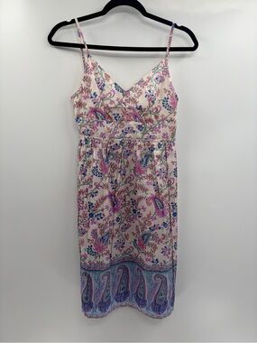See by Chloe y2k 2010s paisley bohemian floral v neck midi silk dress size 4